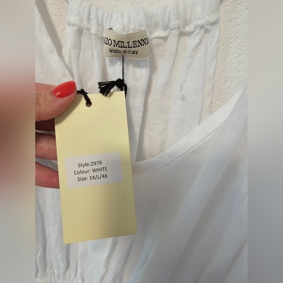 Terzo Millennio White Italian Made Maxi Dress Women's Size Large - Picture 7 of 9